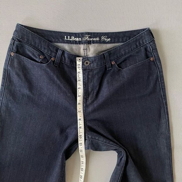 LL Bean Favorite Crop Dark Denim Cuffed Straight Fit Jeans Women’s Size 14 Reg - Picture 3 of 6